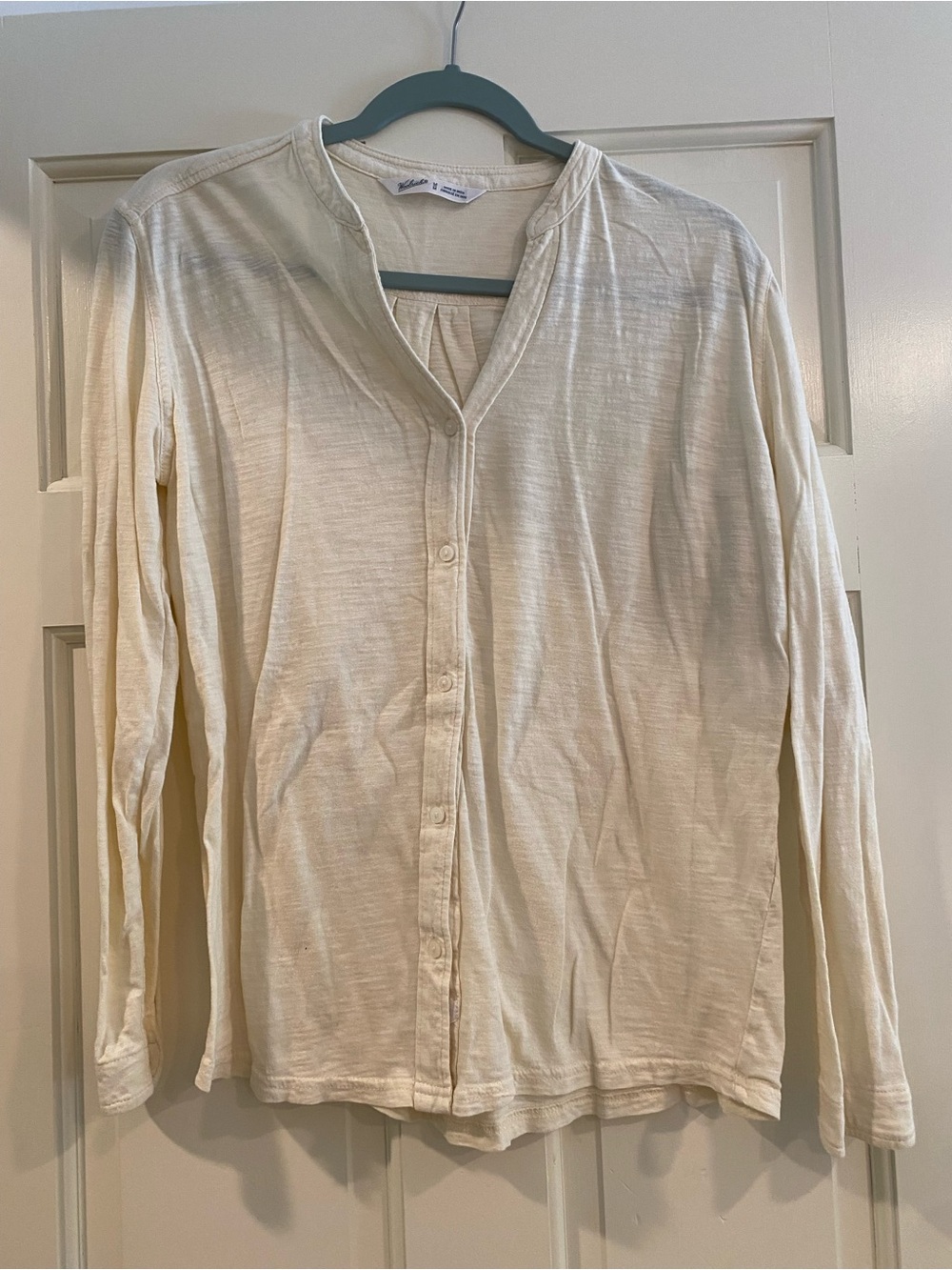 Woolrich Cream Pleated Button-Front Top